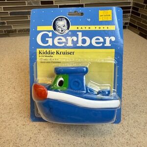 Vintage 1991 Gerber Kiddie Kruiser Blue Tugboat Bath Toy New Sealed 76354